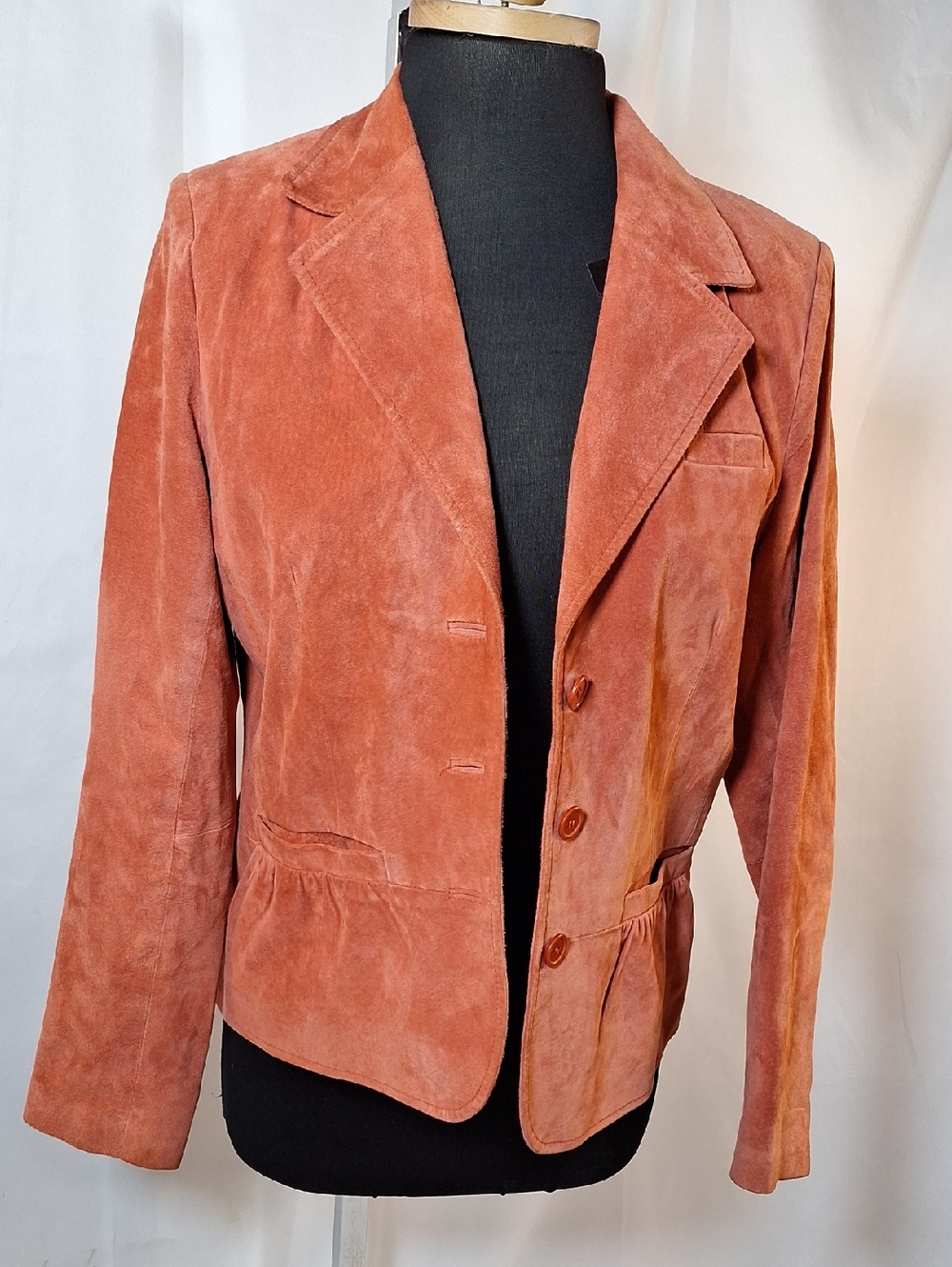 Women's  Vintage Suede Blazer Jacket - Rust